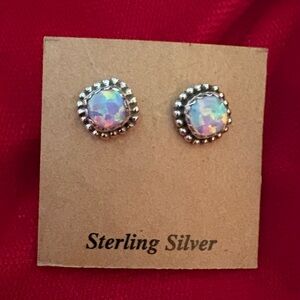 Balloon Opal Sterling Silver 925 Post Studs. Brand New